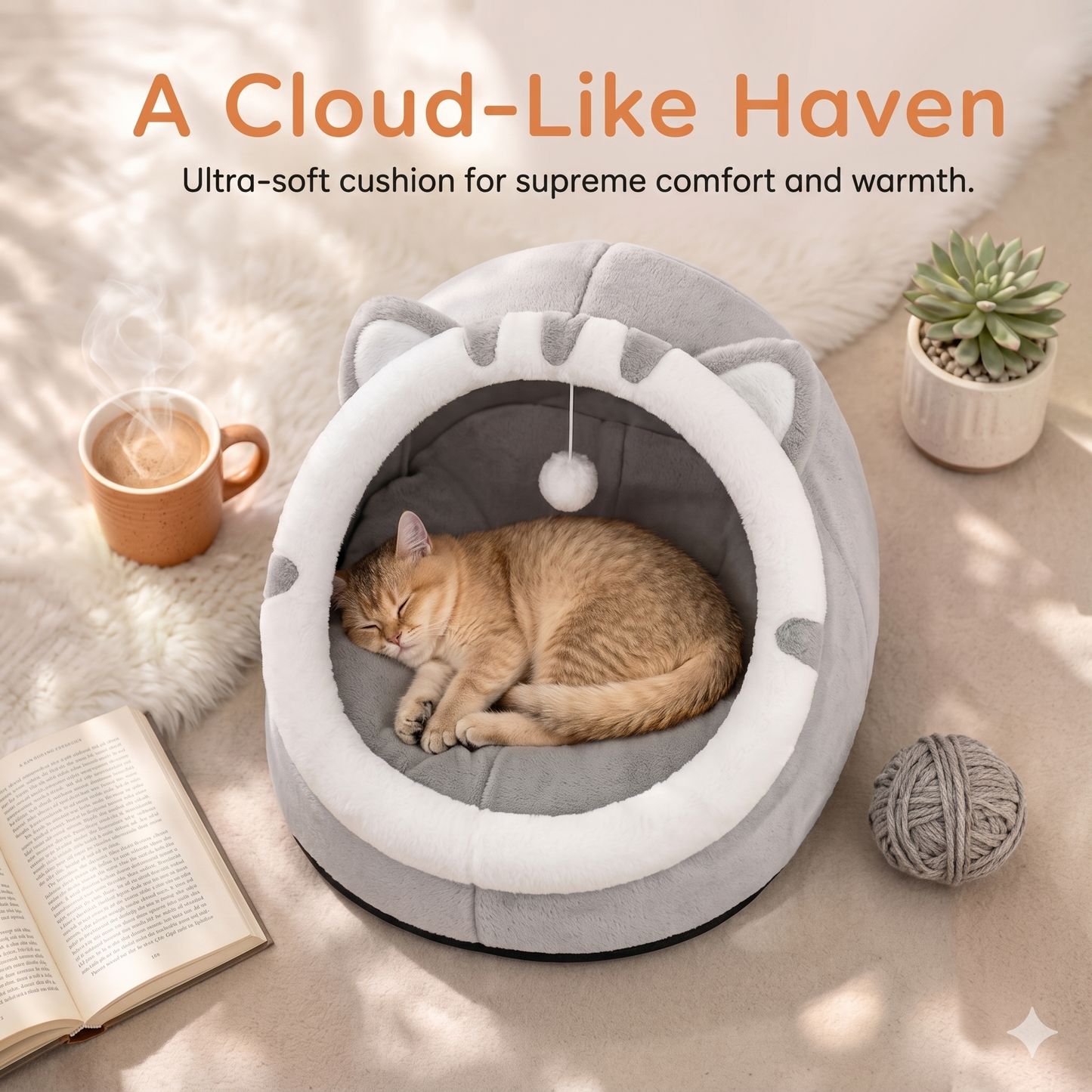 CozyCave™ Calming Pet Bed – Soft Plush Dog & Cat Bed for Deep, Cozy Sleep | Aviora