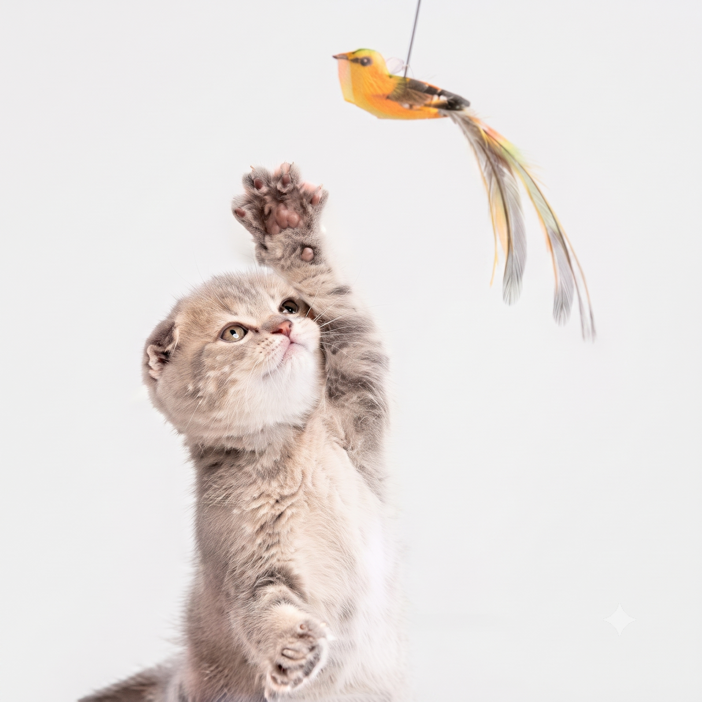 Simulated Bird Cat Toy – Interactive Feather Teaser Wand with Suction Cup & Flexible Steel Wire for Indoor Cats | Aviora