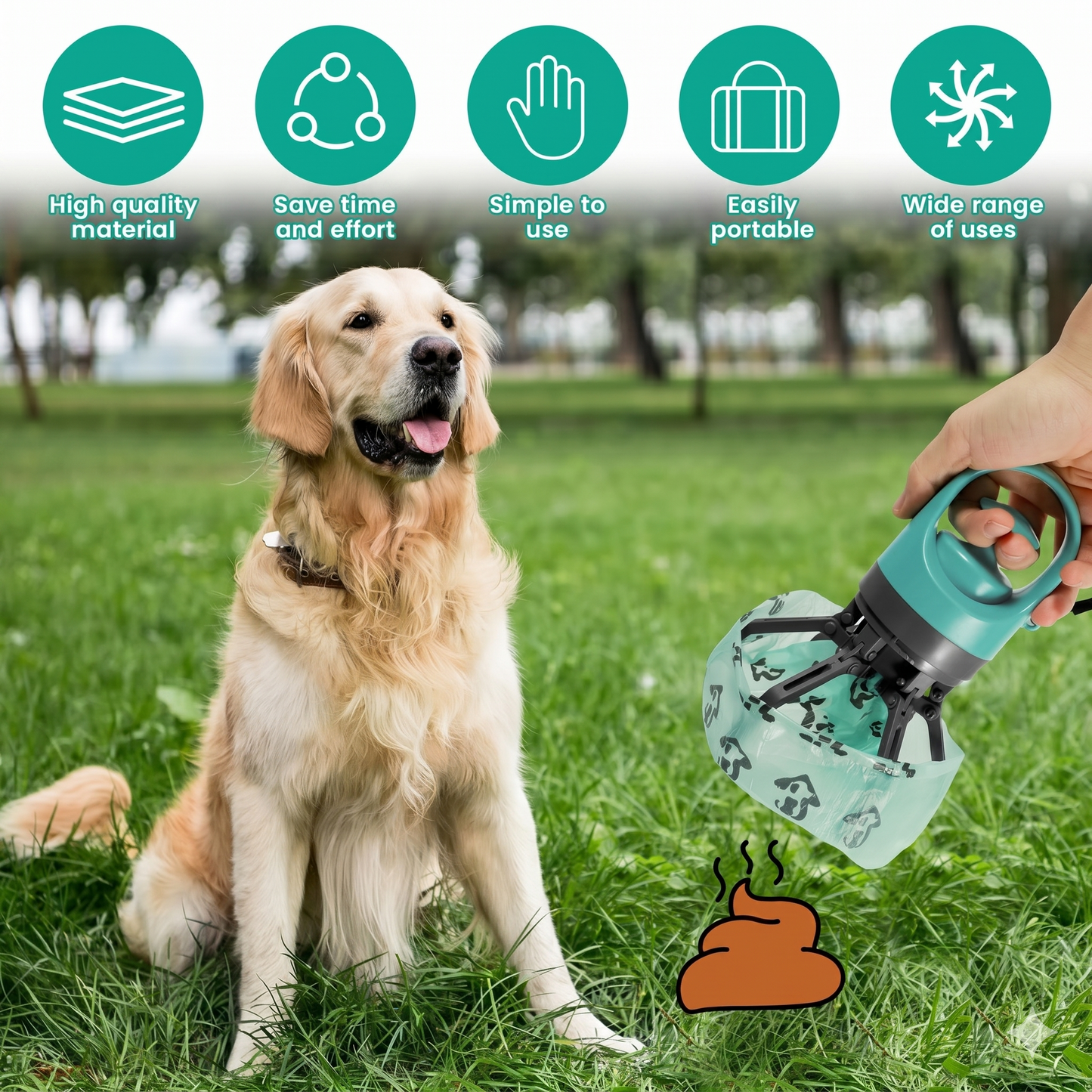WasteAway™ Dog Poop Scooper – Portable Hands-Free Pet Waste Scooper with Waste Bags | Aviora