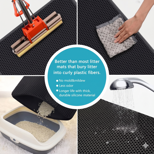 CleanPaws™ Double Layer Cat Litter Mat – Waterproof EVA Litter Trapping Mat for Cats | Aviora