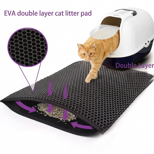 CleanPaws™ Double Layer Cat Litter Mat – Waterproof EVA Litter Trapping Mat for Cats | Aviora