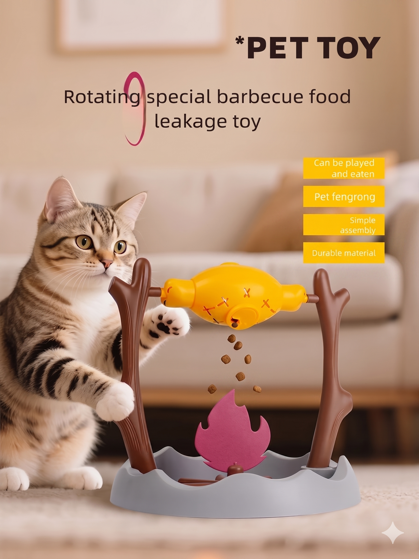 SnackChase™ Interactive Cat Treat Dispenser – Rotating Puzzle Feeder Toy for Indoor Cats | Aviora