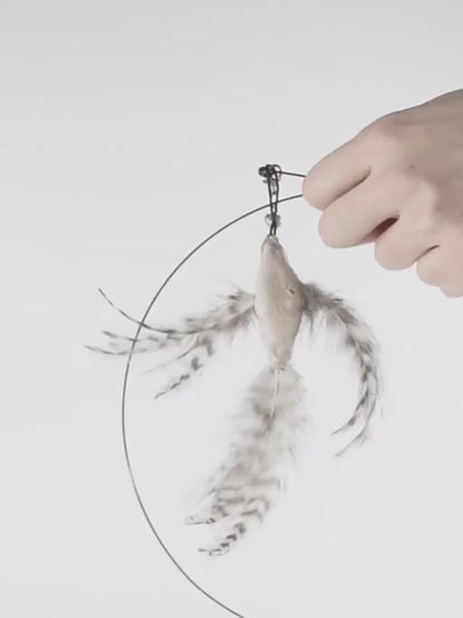 Simulated Bird Cat Toy – Interactive Feather Teaser Wand with Suction Cup & Flexible Steel Wire for Indoor Cats | Aviora